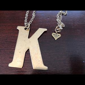30” brass monogram necklace “K”